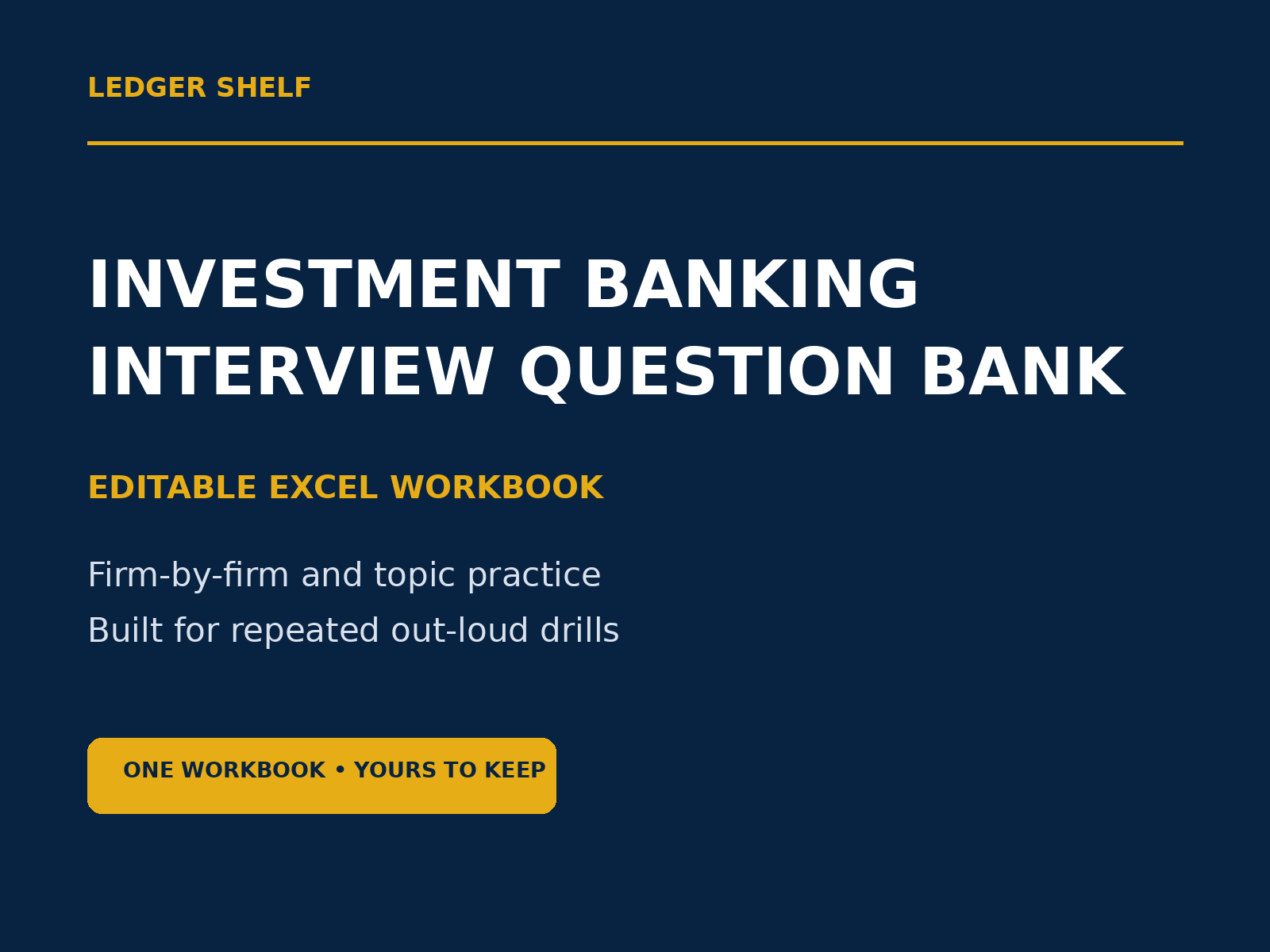 Ledger Shelf investment banking question bank workbook